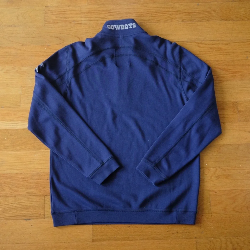 Tommy Bahama‎ Cowboys Quarter Zip Pullover Navy Blue PIma Cotton Sweatshirt M